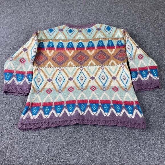 Vintage Sundance Fair Isle Argyle Pattern Fuzzy Mohair Knit Light Sweater Sz M - Picture 11 of 14